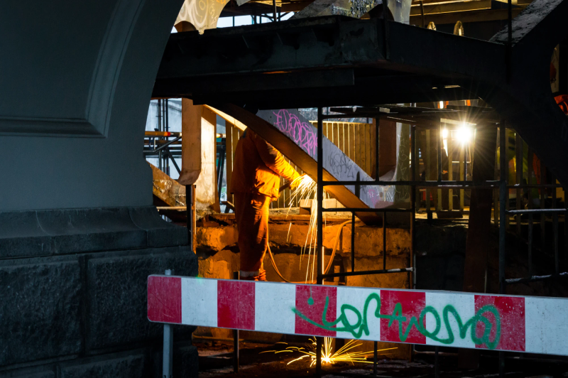 Photograph titled: construction work warsaw