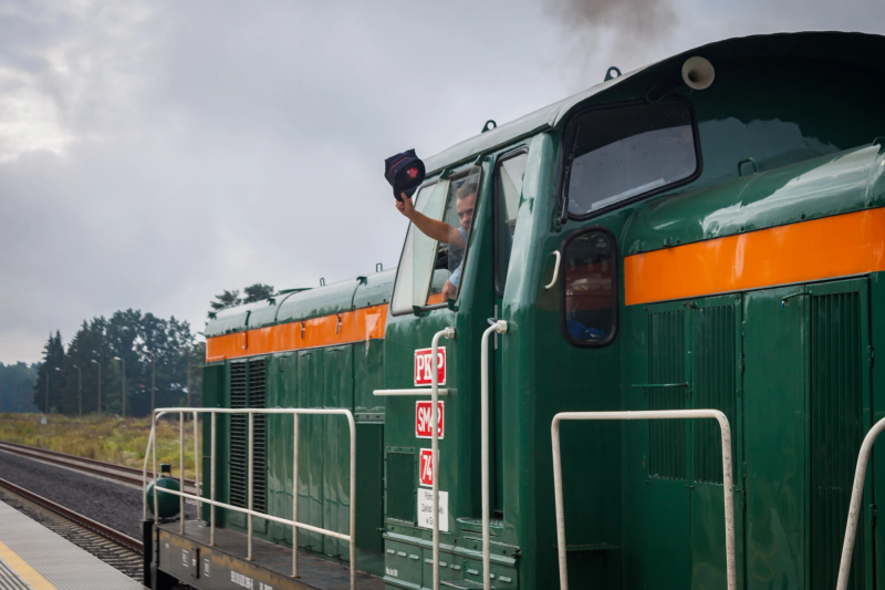 Photograph titled: train driver wave